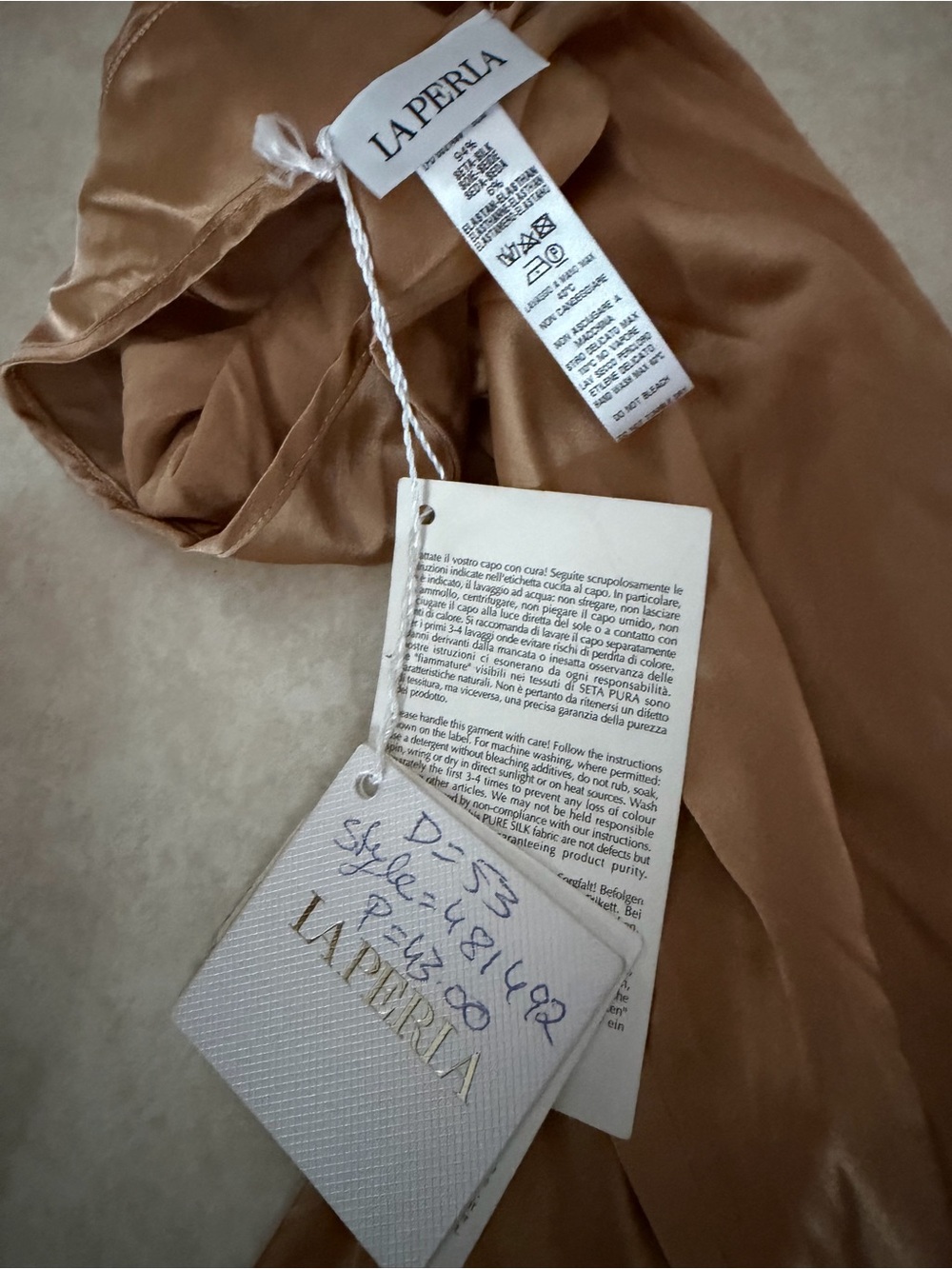 La Perla Satin Camisole Slip in Warm Bronze